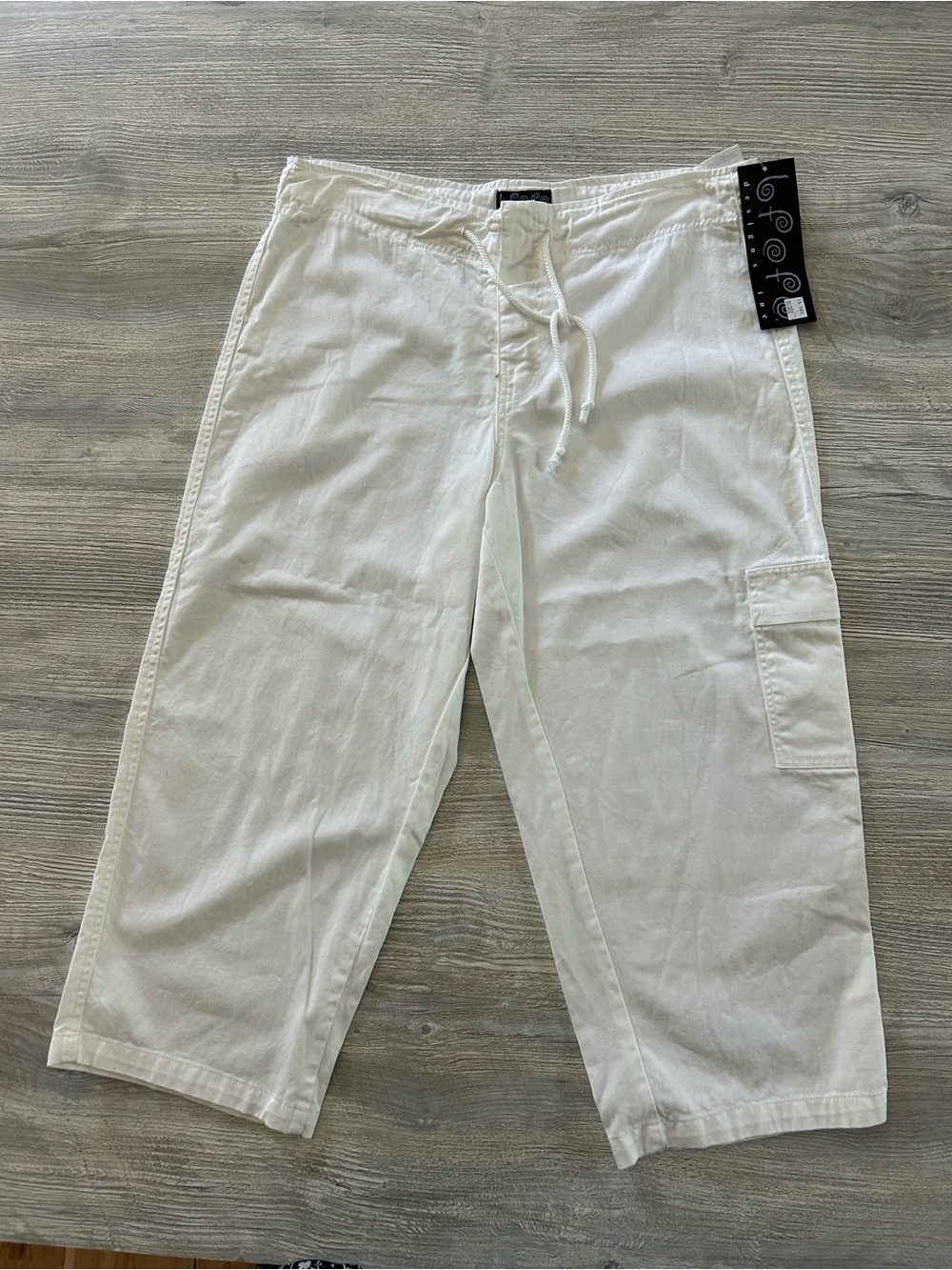 Vintage Y2K 90s Bfofo Designs White 100% Cotton Cargo Capri Utility Pants S/P